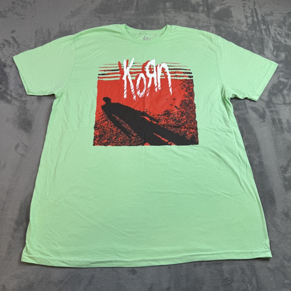 Korn Shirt Mens XL Green Red Shadow Graphic Rock Band Tee T-Shirt‎ Retro Punk